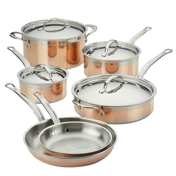 Hestan CopperBond Induction Copper Skillets, Saucepans & Lids, Sauté Pan & Stock Pot Set: 10 Piece