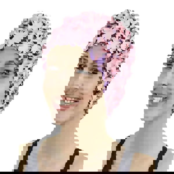 Fashy Flower Rubber Swim Cap in pink purple floral neoprene