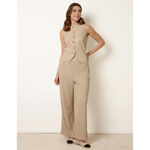 Blue Vanilla Crew Neck Button Through Vest