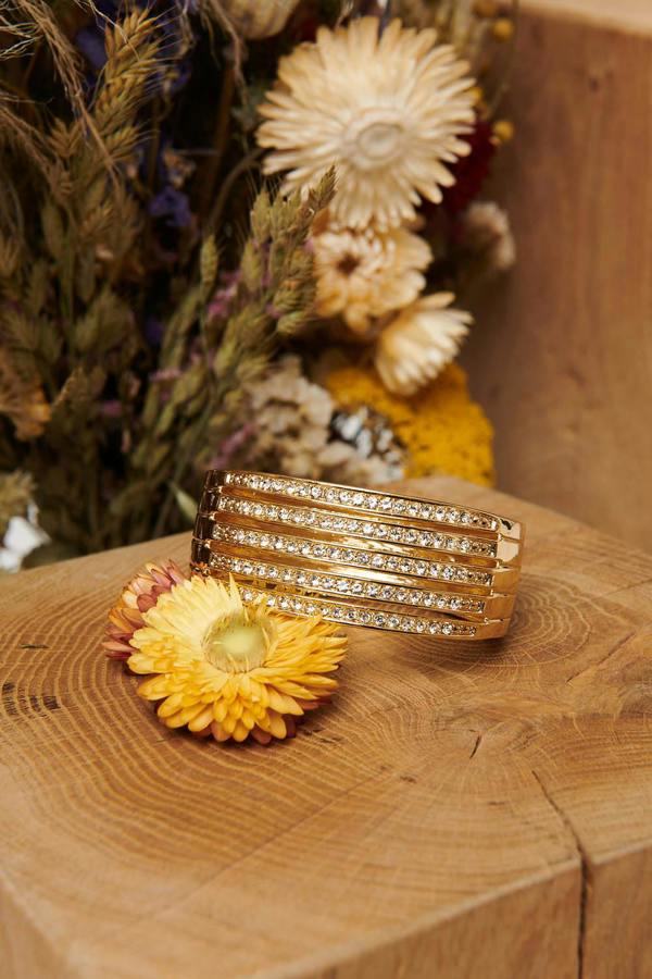 Gold | Crystal Multi Row Metallic Bracelet