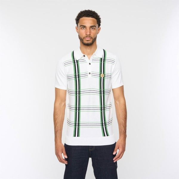 Gabicci V54GM01 Mens Searle Short Sleeve Pattern Knitted Polo Gabicci Vintage - WHITE
