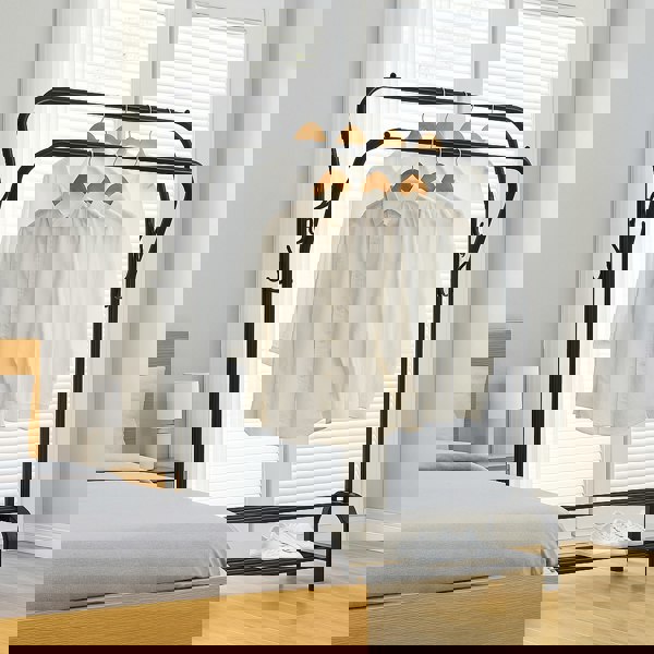 Modcraft Heavy Duty Metal Double Rail Clothes Rack – Freestanding Garment Stand with Shelf