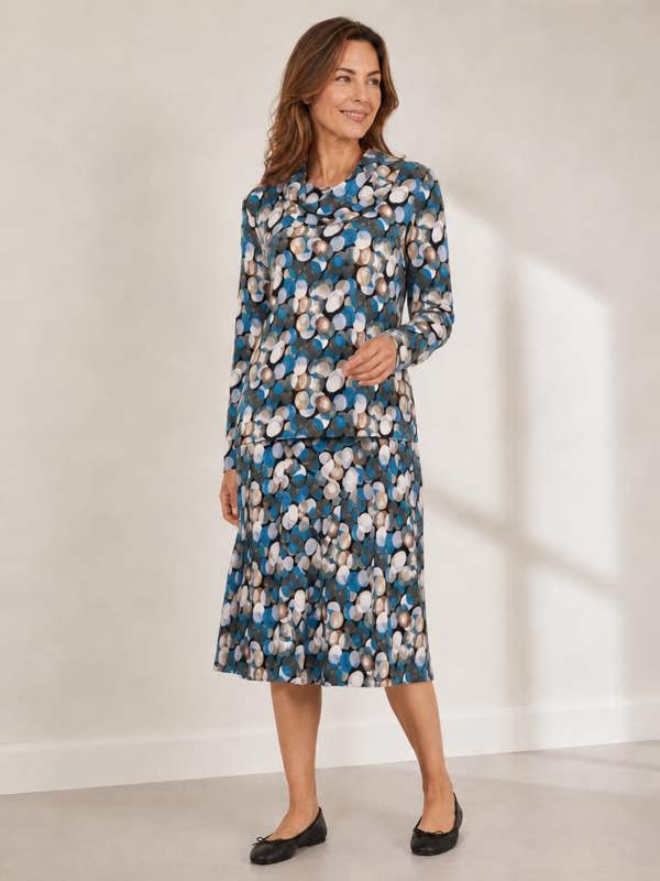 TIGI Blur Dot Print Cowl Neck Top