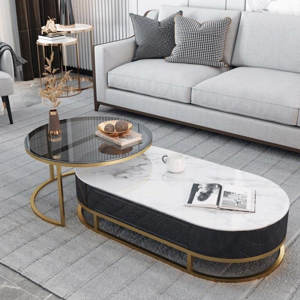 Hagy Nesting Coffee Table Set, Sintered Stone-Weilai Concept-Weilai Concept