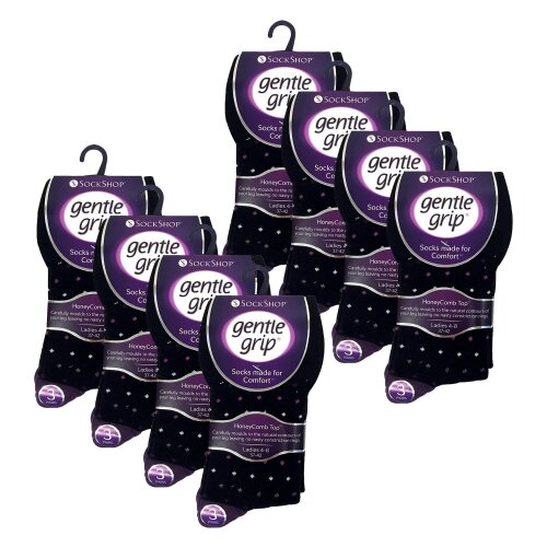 Gentle Grip 24 Pairs Ladies Cotton Rich Everyday Socks Gentle Grip Soft Top Comfort Socks