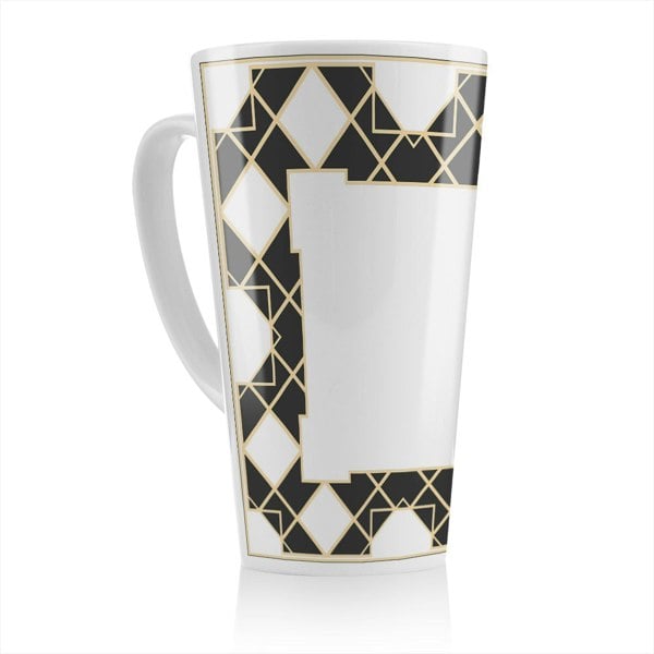 Benjamin Tate Design Art Deco Diamond Border Latte Mug