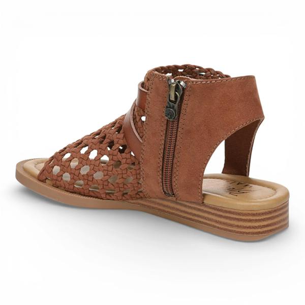 Blowfish Malibu Anuella - Women's Cognac Brown Weave Micro Wedge Sandals