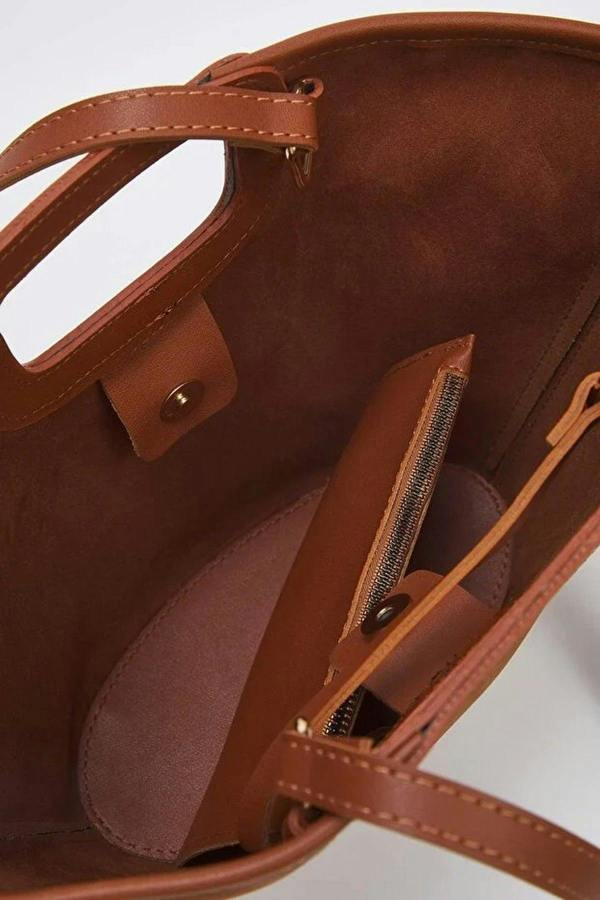WOVCOR Stitch Detail Dual-Use Bucket Hand and Shoulder Bag