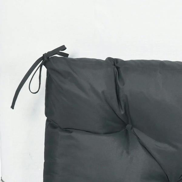 Dark grey bench cushion backrest with fabric tie on top edge