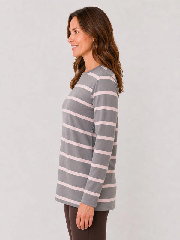 TIGI Yarn Dye Stripe Zip Detail Top