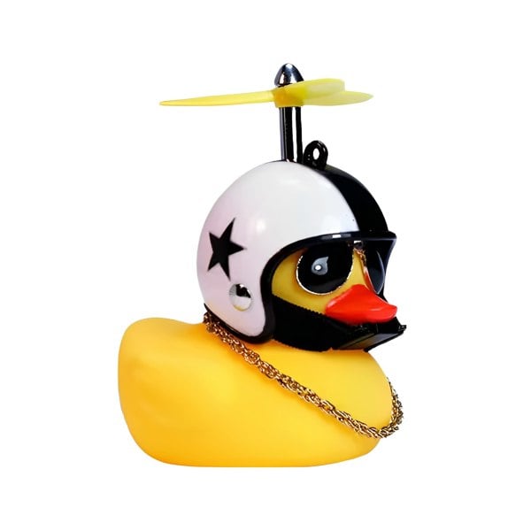 anycoplus Anypack Car Ornaments Yellow Duck with Black Star Propeller Helmet Gold Chain