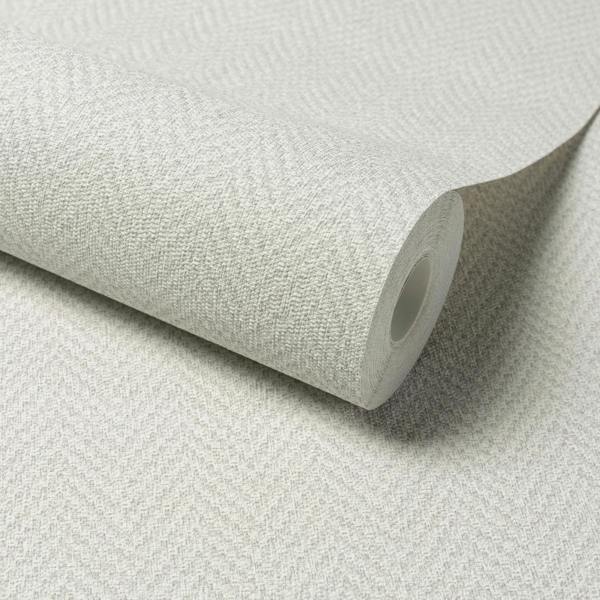 Grandeco Antiga Herringbone Chevron Weave Textured Wallpaper, Grey