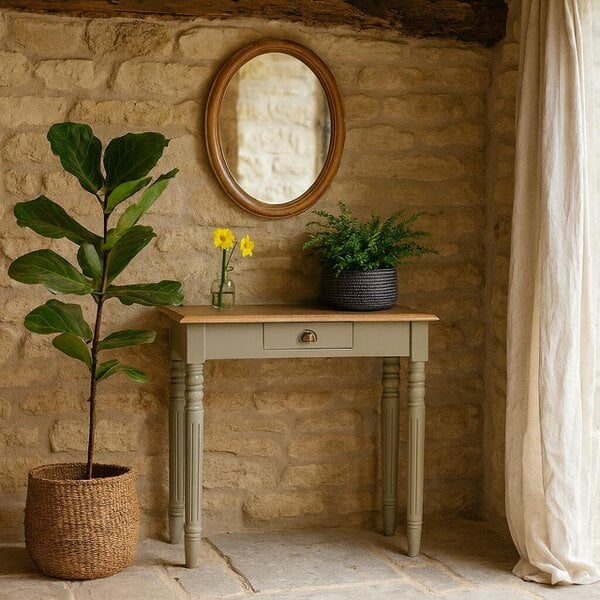 Wyld Haus Monteriggioni Grey Hand Painted Writing Desk with Drawer