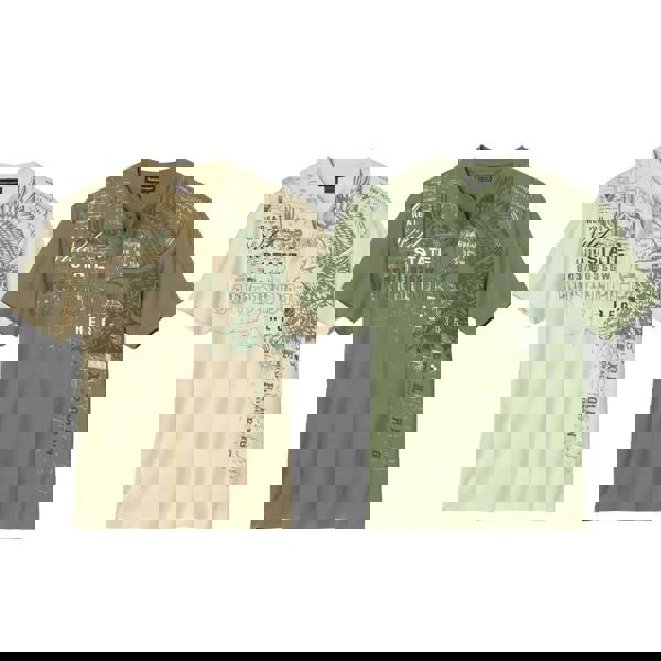 Atlas For Men Mens Eagle Henley T-Shirt (Pack of 2) - Green/Ecru - 