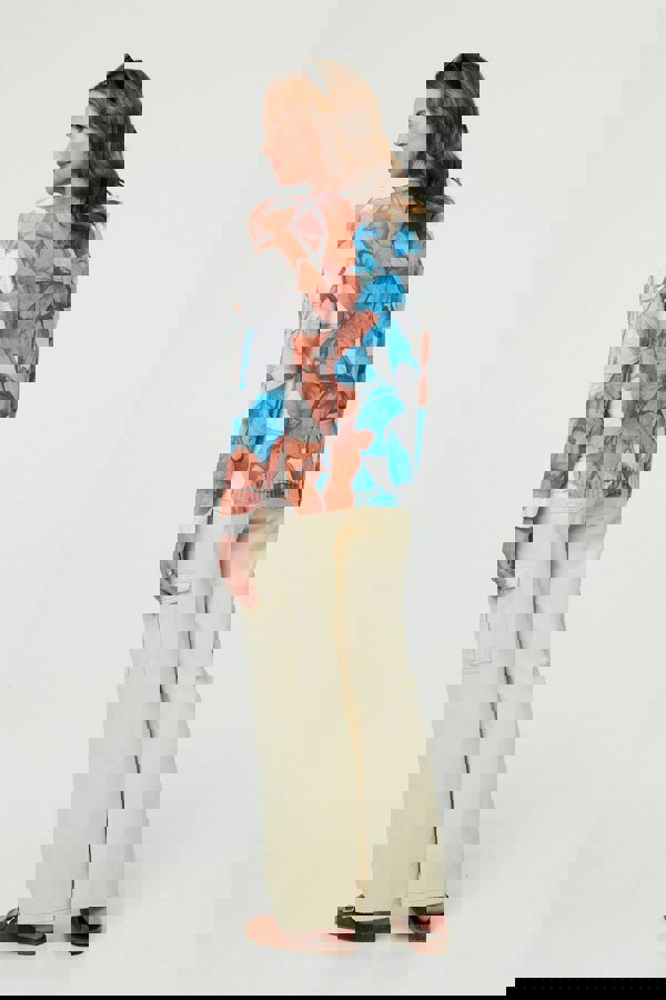 Blue | Butterfly Print Long Sleeve Relaxed Top
