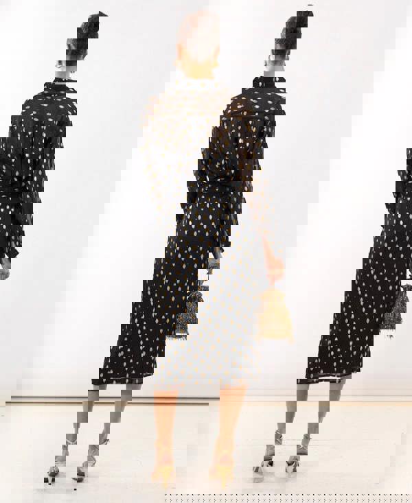 Black Foil Wrap Midi Skirt back