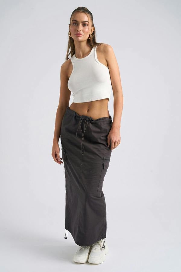 Urban Bliss Charcoal Parachute Midi Skirt