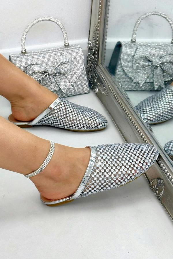 Love Lemonade Sparkly Prism Glow Mule Sliders Limited Edition Silver