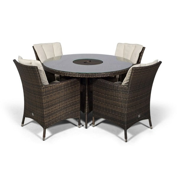 Giardino Savannah Round 4 Seater Patio Dining Set with Ice Bucket Drinks Cooler