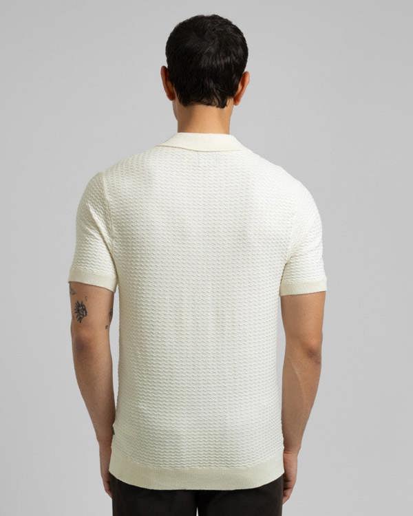 Steel & Jelly Aldgate - Chevron Textured Knitted Short Sleeve Shirt