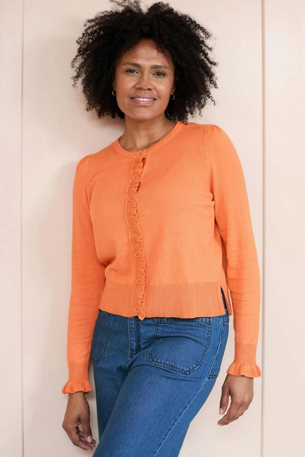 Lauren Ruffle Outfitter Cardigan Soft Orange