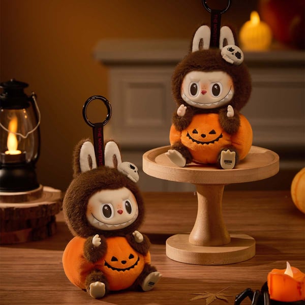 Pop Mart Happy Halloween Party Series - Labubu Sitting Pumpkin Vinyl Plush Pendant - Single Box