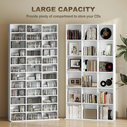 Wyld Haus Somole Tano Wooden Marble Effect Adjustable CD Storage Cabinet 102 x 195 cm