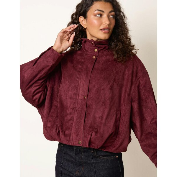 Blue Vanilla Funnel Neck Suede Jacket