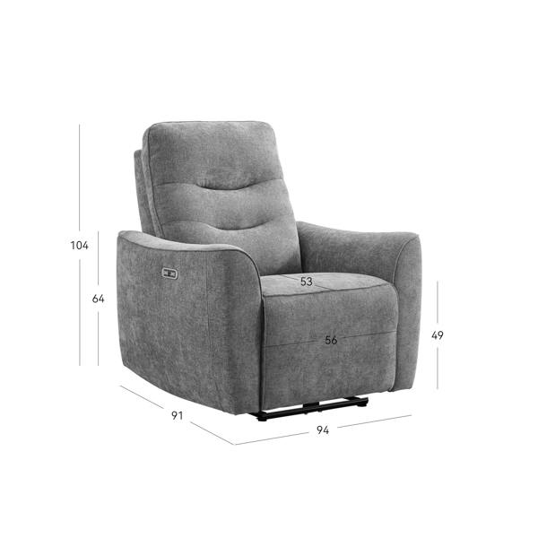 Edgwick Power Recliner Armchair - Stone