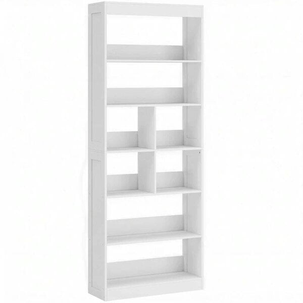 Bookcase, 6-Tier Bookshelf with Open Storage Shelves, Cubes, 180 cm Tall Display Shelf with Anti-Tipping Design, White