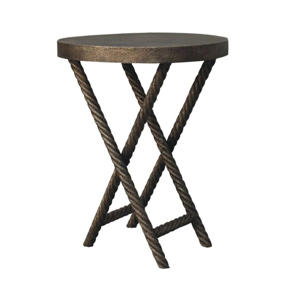 Wyld Haus Urbino Antique Brass Mango Wood Rope Side Table