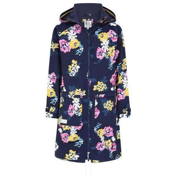 Lazy Jacks Women's Long Length Waterproof Jacket - Navy / Pink / White