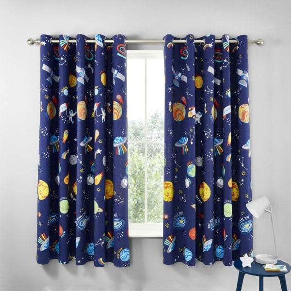 Catherine Lansfield Lost In Space Fully Reversible Eyelet Curtains