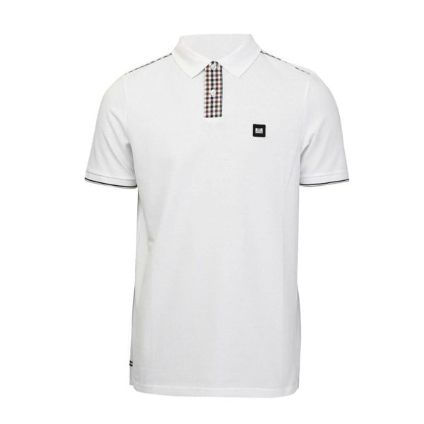 Weekend Offender Mens Teresina Checked Trim Polo Shirt - White
