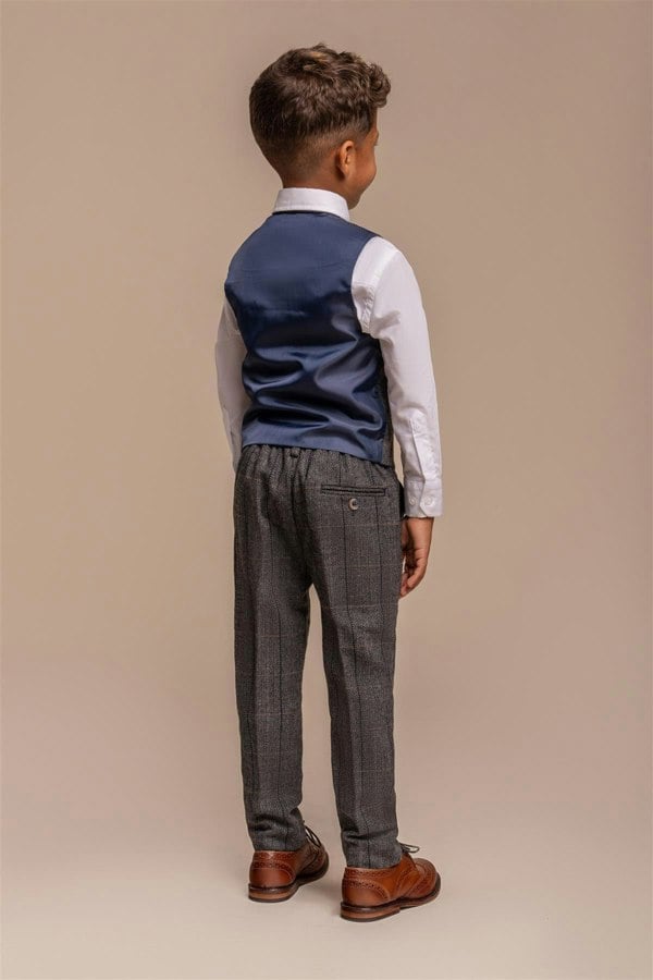 House of Cavani Boys Albert Grey Tweed Check Suit