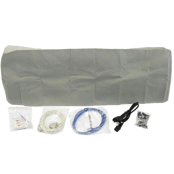 38cm clam press with accessories including cables and power cord, all neatly packaged in protective plastic for safe storage