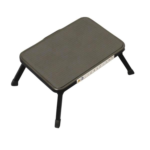 Aluminium Single Folding Step Stool Black (Caravan Non Slip Platform Foldable Collapsible)
