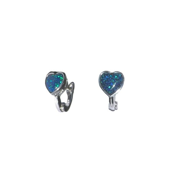 Spero London High Quality Japanese Opal Sterling Silver Heart Earrings