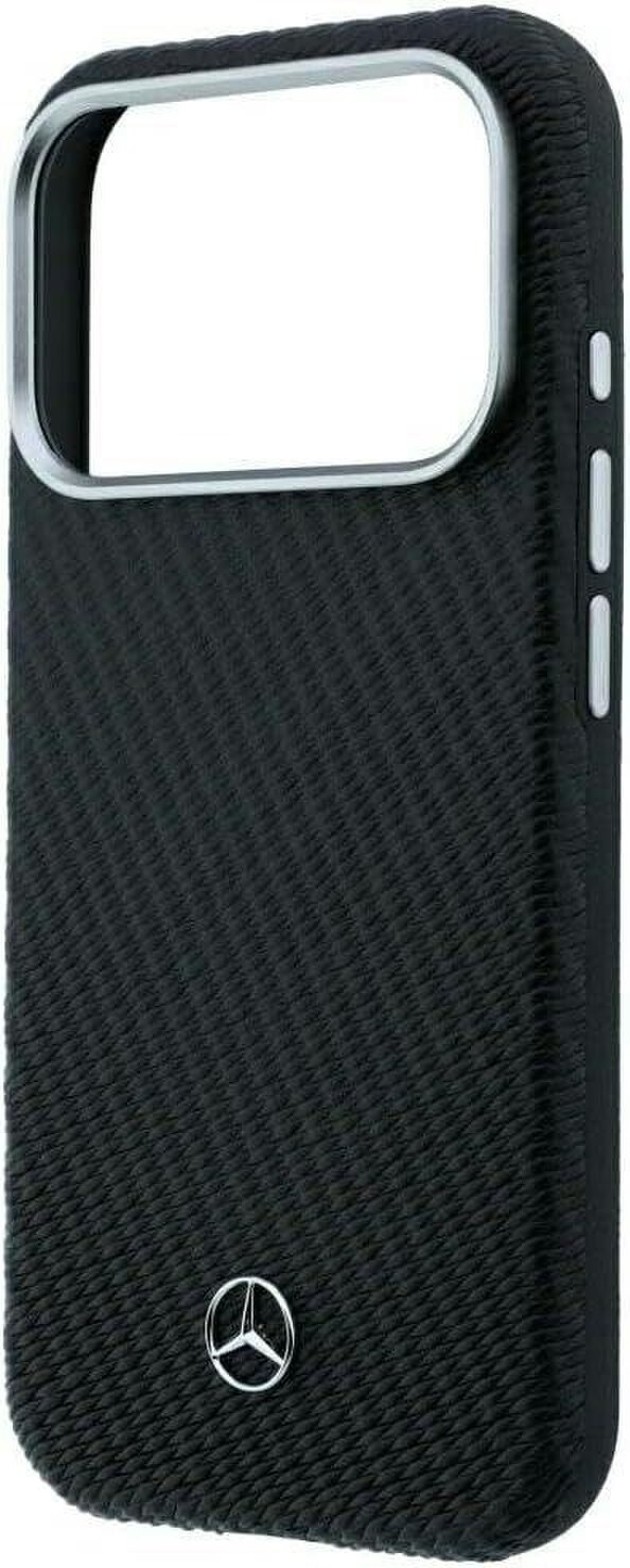Mercedes Leather Semi Wrap Wood Effect Case with MagSafe for iPhone 17/18 Pro Max 6.9" Black - MEHMP18X25PFWWPK