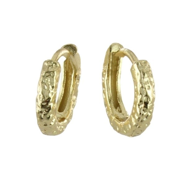 Sterling Silver Small Textured Hoop Earring - Reeves & Reeves