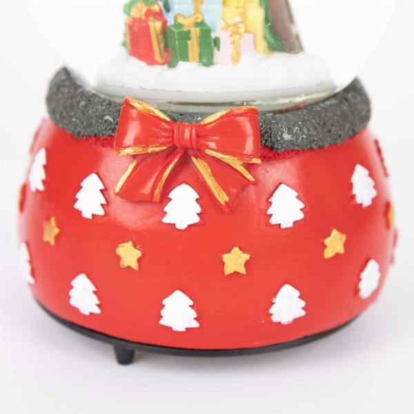 15cm Musical Christmas Snow Globe with Santa on Tree Scene and Resin Base image 4