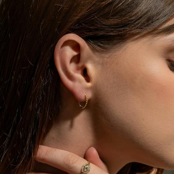 Spero London Fine 14ct Solid Gold Beaded Hoop Earrings