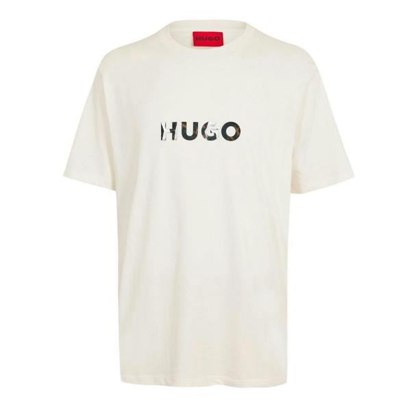 Hugo Mens Dumeo Animal Print Logo Cotton T-Shirt - White - 