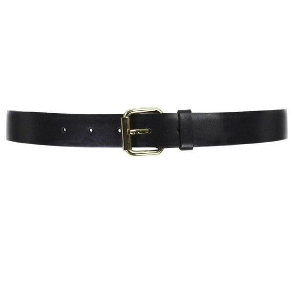 Elie Saab black leather gold buckle fold over waist belt