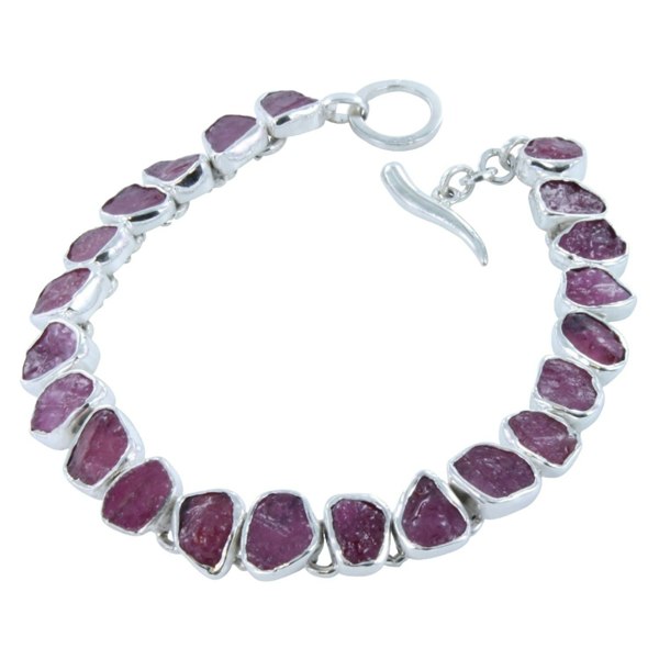 Rough Stone Ruby Bracelet in Sterling Silver - Reeves & Reeves