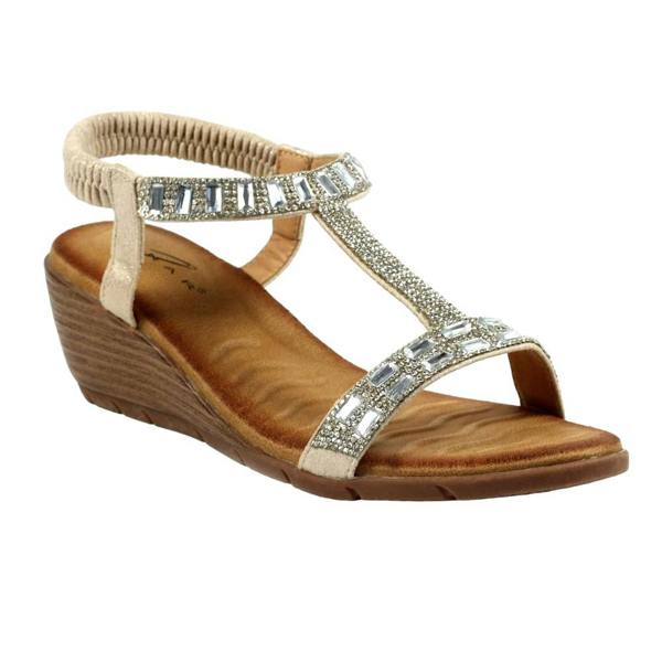 Lunar Womens/Ladies Macie Wedge Sandals - Silver - 