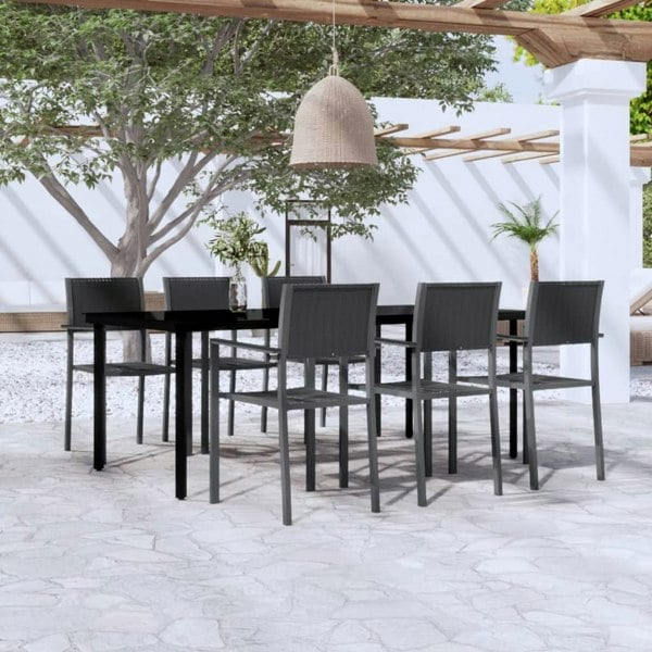 Berkfield 7 Piece Garden Dining Set Black
