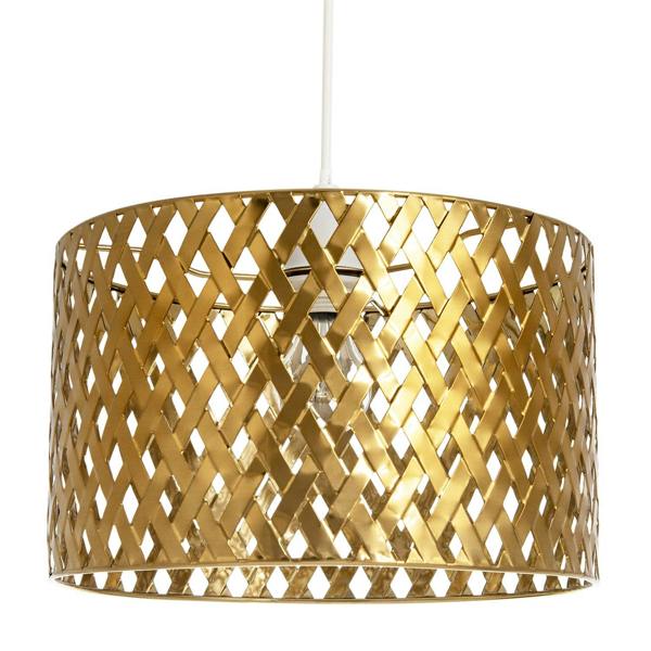 Modern Unique Pendant Light Shade in Metallic Gold with Lattice Design Image 1