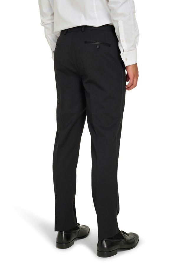 Harry Brown London Leo Tuxedo Dinner Trousers with Satin Stripe Detail - Black