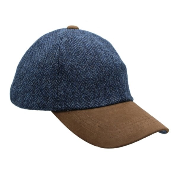 Heather Hats & Accessories British Wool Tweed Baseball Cap, Cotton Lining, Outdoor Wear, Harbour Blue